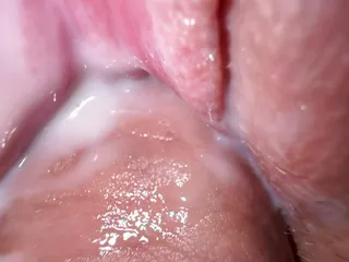 This pussy gets wet from the first touch, Extreme close up creamy fuck