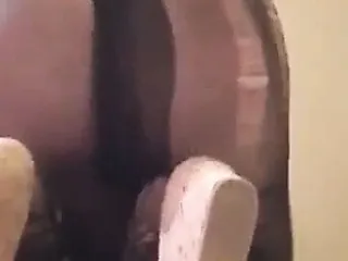 sissy spanking own ass hard