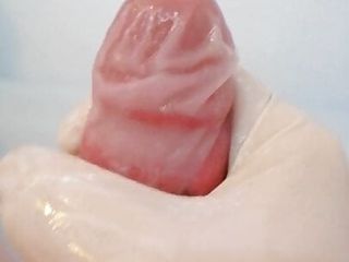 Watch Me Cum In A Condom With Lubed Latex Gloves...