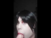 Side view of me cock sucking this dildo | Tranny Update