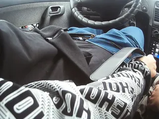 Jerks Dick Car video: bitch jerks off my dick in the car until I cum