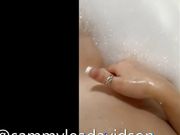 Young Nympho Plays with Her Pussy In Hotel Bath Tub with Bubbles 