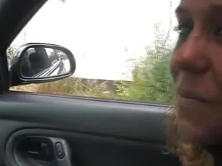 Wild blonde chick from Germany gets her face covered with warm cum
