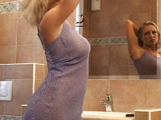 Horny Hot Blonde Girl Masturbates And Enjoys In The Bathroom