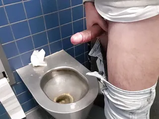 Big Fat Cock With Ring Jerk Off In Public Toilete In Germany