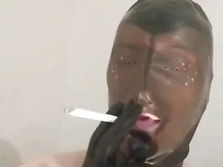 Latex Mask Smoking Fetish Solo