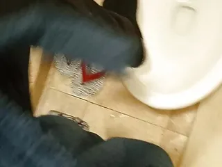 Public pissing by toilets at station...