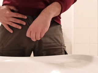 Pissing in toilet sink...