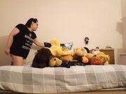 Horny Fat Enby Plays With Tits and Pussy While Making Bed