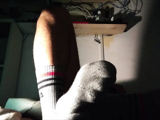 Having Fun With My Sweaty Socks And My Ass In The Night