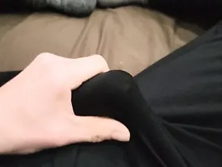 Young twink cums in sister&rsquo;s Nike yoga pants and socks