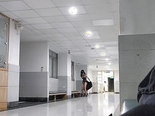 Caught !! Exhibitionist Gina wearing lewd outfit at school during daytime