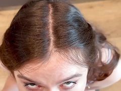 POV Blowjob Pussy Fuck in the Kitchen - Cum in Throat - Spit on Cock - Gagging