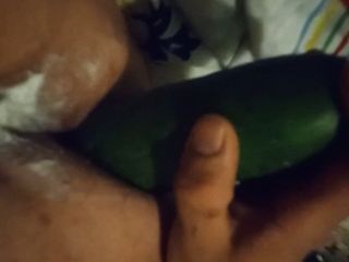 Massive cucumber in ass...