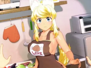 Wolf Girl Wags Her Tail Happily For The Food You Bring Her And Thanks You With Her Big Tits - Hentai Pros