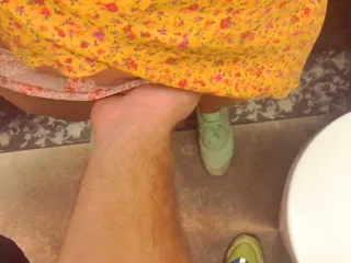 Stranger Cum In My Panties In Restaurant Toilet