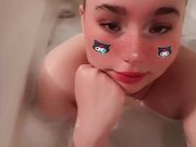 Anime dream girl waifu takes a bath