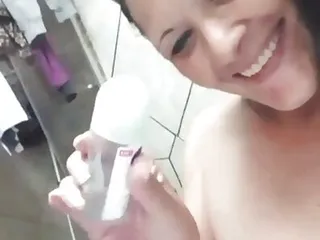 Pussy stuffing massive shampoo bottle in my soap filked pussy