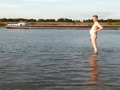 Wanking at the river beach