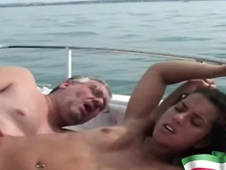 A Young Brunette Gets Fucked By An Old Pig On A Boat
