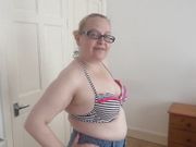 Stripping in Denim Skirt and Bikini Top