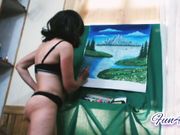 Drawing Painting In Hot Black Bikini