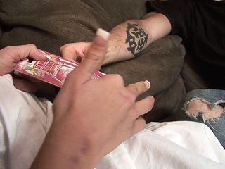 Amy is a tattooed blonde who loves getting cum on her body