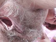 Horny granny fingering and rubbing her hairy pussy Part 1