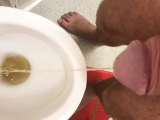 Pissing toilet pov cock...