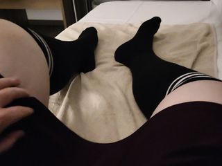 Femboy in skirt and high socks...