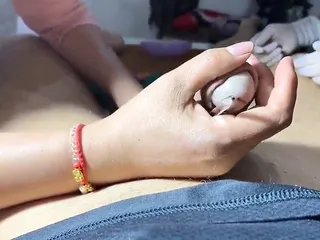 Two Curious Beauticians Try A Brazilian Wax Of A Big Cock
