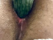 Sexy Anal creampie by cucumber close up 