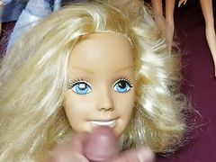Barbie head gets cummed on doll toy fetish 