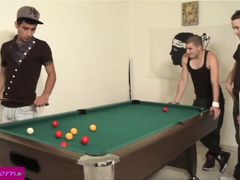 FrenchPorn.fr - Three young people are playing billiards