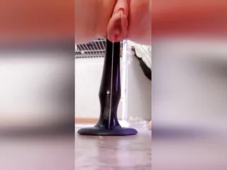 Dripping pussy from huge anal toy...