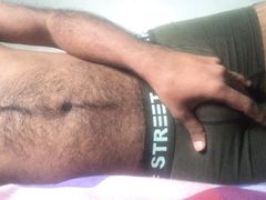 Black hairy daddy masturbation on underwear 