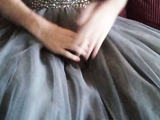 Girls gray ball gown prom dress...