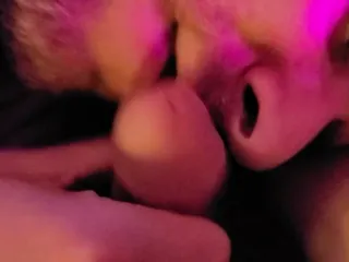 Boy sucks pig&#039;s little 5 inch cock, swallows his cum, and finishes by licking his huge pig nuts