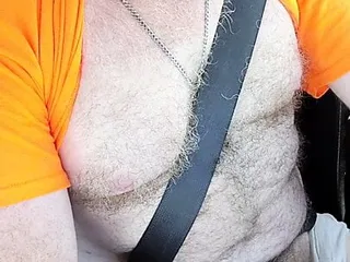 Pig Pulls Out His Small Hairy Dad Dick And Jacks Off In Car