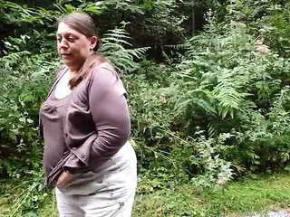 Bbw fat ass granny pissing outside...