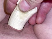 Sticking a banana deep inside my cock
